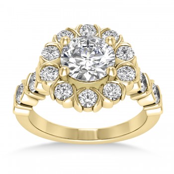 Diamond Petal Styled Engagement Ring 18k Yellow Gold (1.00ct)