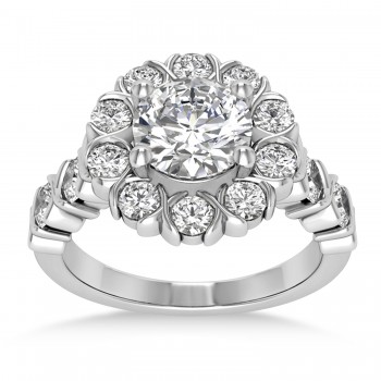 Diamond Petal Styled Engagement Ring Platinum (1.00ct)