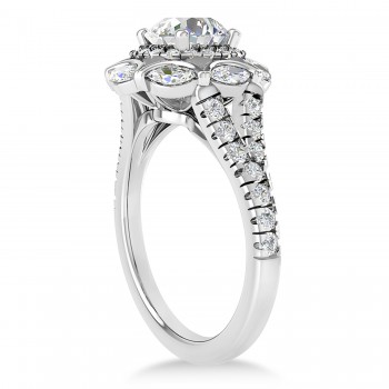 Diamond Accented Halo Engagement Ring Platinum (0.92ct)