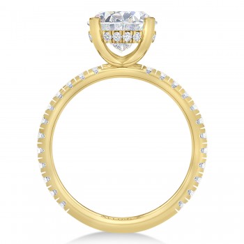 Oval & Round Lab Grown Diamond Engagement Ring 14K Yellow Gold (3.45ct)