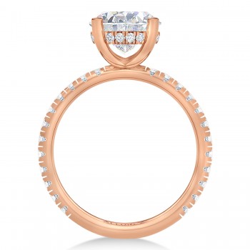 Oval Moissanite & Lab Grown Diamond Engagement Ring 14K Rose Gold (3.45ct)