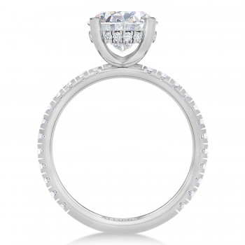 Oval Moissanite & Lab Grown Diamond Engagement Ring in Platinum (3.45ct)