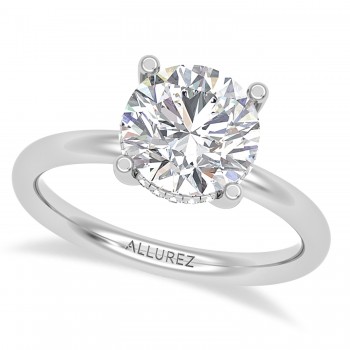 Round Moissanite & Lab Grown Diamond Engagement Ring in Platinum (1.06ct)