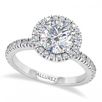 Round Lab Grown Diamond Halo Engagement Ring in Platinum (2.08ct)