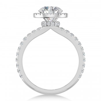 Round Moissanite & Lab Grown Diamond Halo Engagement Ring in Platinum (2.08ct)