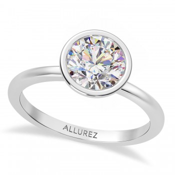 Round Lab Grown Diamond Bezel Engagement Ring in Platinum (1.50ct)