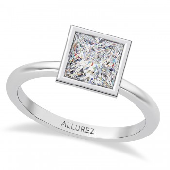 Princess Cut Lab Grown Diamond Bezel Engagement Ring in Platinum (1.50ct)