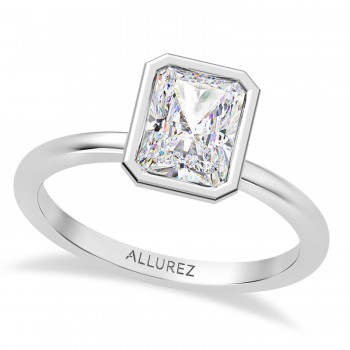 Radiant Cut Lab Grown Diamond Bezel Engagement Ring in Platinum (1.50ct)