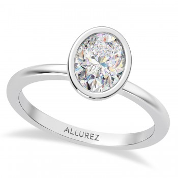 Oval Lab Grown Diamond Bezel Engagement Ring in Platinum (1.50ct)