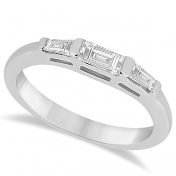 Three Stone Baguette Diamond Wedding Ring in 14K White Gold (0.40ct)