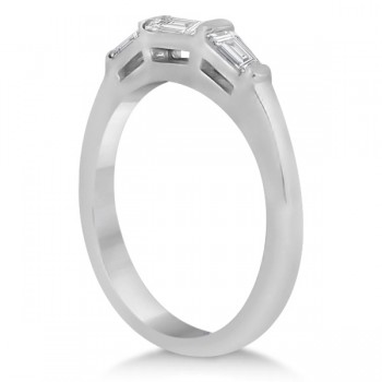 Three Stone Baguette Diamond Wedding Ring in 14K White Gold (0.40ct)