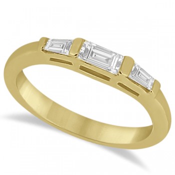 Three Stone Baguette Diamond Wedding Ring in 18K Yellow Gold (0.40ct)