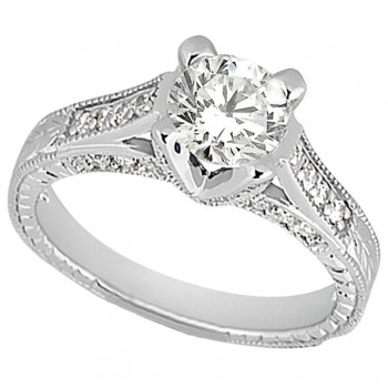 Antique Style Diamond Engagement Ring Setting Platinum (0.40ct)