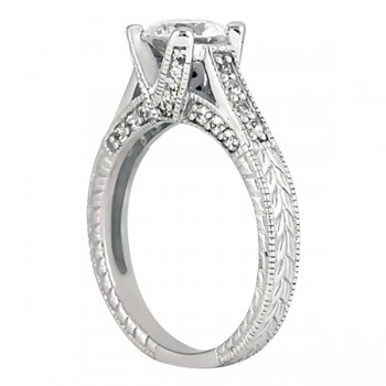 Antique Style Diamond Engagement Ring Setting Platinum (0.40ct)
