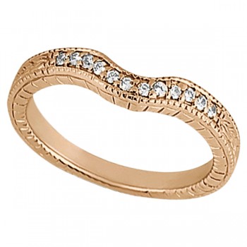 Antique Style Pave-Set Diamond Wedding Band 14k Rose Gold (0.12 ctw)