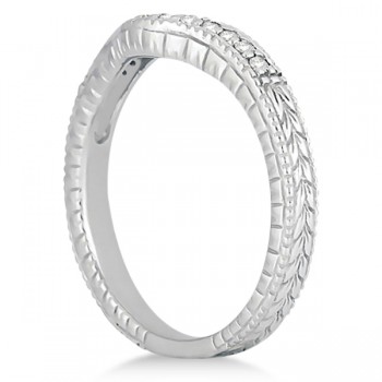 Antique Style Pave-Set Diamond Wedding Band 14k White Gold (0.12 ctw)