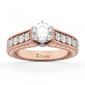 Vintage Diamond Engagement Ring Setting 14k Rose Gold (1.05ct)