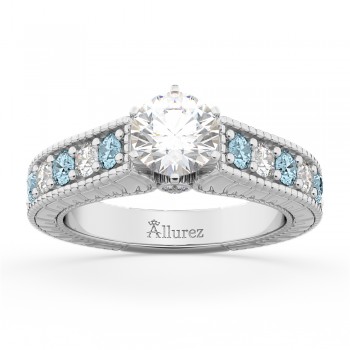 Vintage Diamond & Aquamarine Engagement Ring Setting in Platinum (1.35ct)