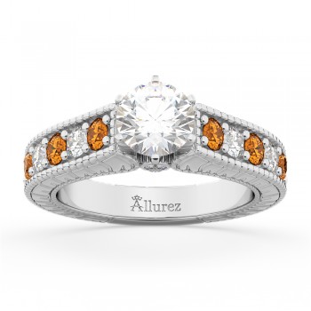 Vintage Diamond & Citrine Engagement Ring Setting in Platinum (1.35ct)