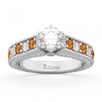 Vintage Diamond & Citrine Engagement Ring Setting in Platinum (1.35ct)