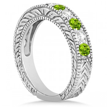 Antique Diamond & Peridot Engagement Wedding Ring Band Platinum (1.40ct)