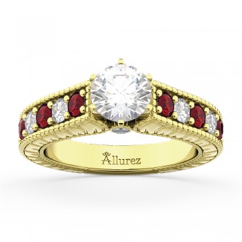 Vintage Diamond & Ruby Engagement Ring in 14k Yellow Gold (1.35ct)