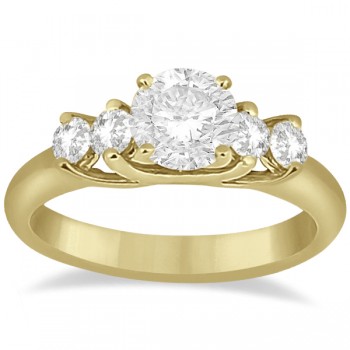 Five Stone Diamond Bridal Set Ring and Band in 14k Yellow Gold (0.90ct)