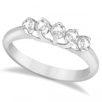Five Stone Diamond Wedding Band For Women 14k White Gold (0.50ct)