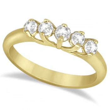 Five Stone Diamond Wedding Band For Women 18k Yellow Gold (0.50ct)