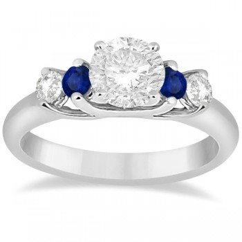 Five Stone Diamond and Sapphire Engagement Ring 14k White Gold (0.50ct)