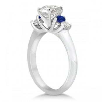 Five Stone Diamond and Sapphire Engagement Ring Platinum (0.50ct)