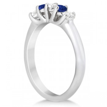 Five Stone Diamond and Sapphire Wedding Band Platinum (0.60ct)