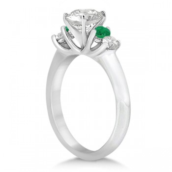 Five Stone Diamond and Emerald Engagement Ring 14k White Gold (0.44ct)