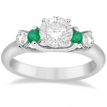 Five Stone Diamond and Emerald Bridal Ring Set Palladium (0.98ct)