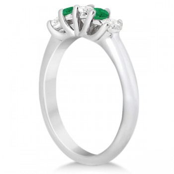 Five Stone Diamond and Emerald Wedding Band 14kt White Gold (0.54ct)