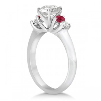 Five Stone Diamond and Ruby Engagement Ring 18k White Gold (0.50ct)