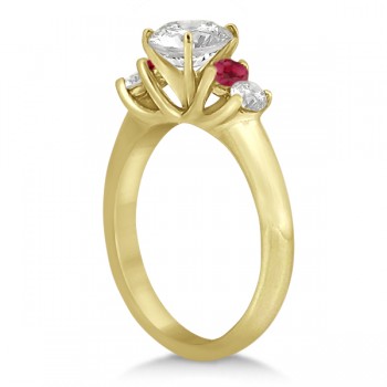 Five Stone Diamond and Ruby Engagement Ring 18k Yellow Gold (0.50ct)