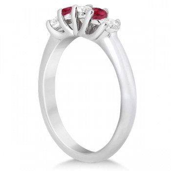 Five Stone Diamond and Ruby Wedding Band 14kt White Gold (0.60ct)