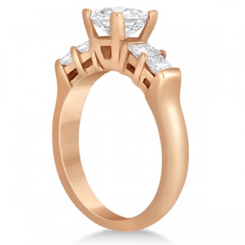 5 Stone Princess Cut Diamond Engagement Ring 14K Rose Gold (0.40ct)