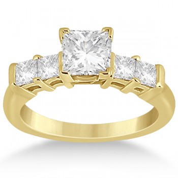 5 Stone Princess Cut Diamond Engagement Ring 14K Yellow Gold (0.40ct)