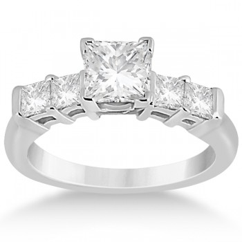 5 Stone Princess Cut Diamond Engagement Ring 18k White Gold (0.40ct)