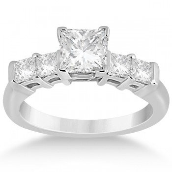 5 Stone Princess Cut Diamond Engagement Ring Platinum (0.40ct)