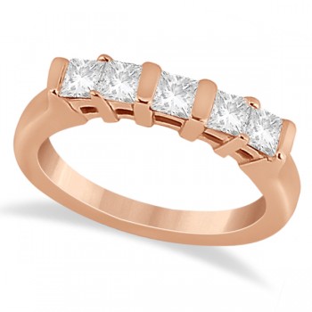 5 Stone Princess Cut Channel Set Diamond Ring 14K Rose Gold (0.50ct)