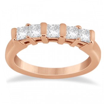 5 Stone Princess Cut Channel Set Diamond Ring 14K Rose Gold (0.50ct)
