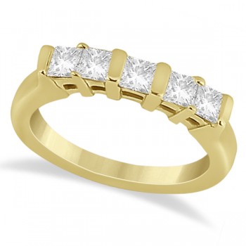 5 Stone Princess Cut Channel Set Diamond Ring 14K Yellow Gold (0.50ct)