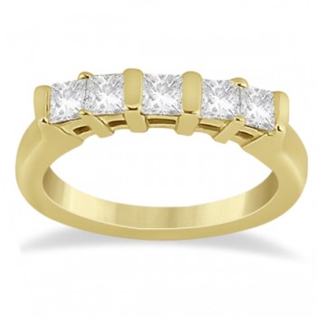 5 Stone Princess Cut Channel Set Diamond Ring 14K Yellow Gold (0.50ct)