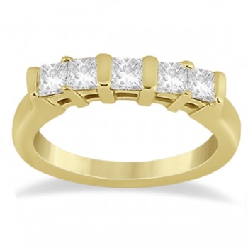 5 Stone Princess Cut Channel Set Diamond Ring 14K Yellow Gold (0.50ct)