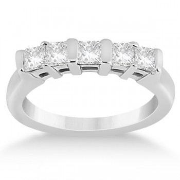 5 Stone Princess Cut Channel Set Diamond Ring 18k White Gold (0.50ct)