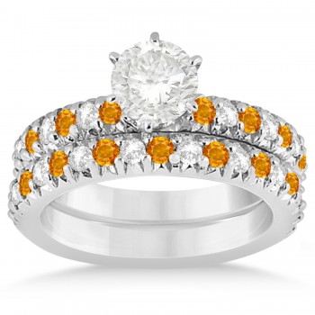 Citrine & Diamond Bridal Set Setting Platinum 1.14ct