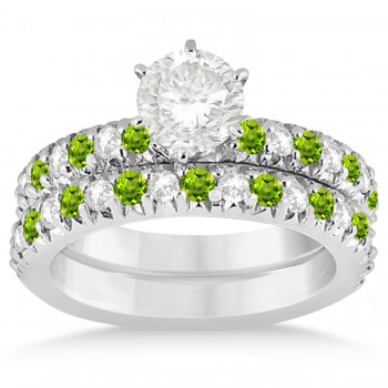 Peridot & Diamond Bridal Set Setting Platinum 1.14ct